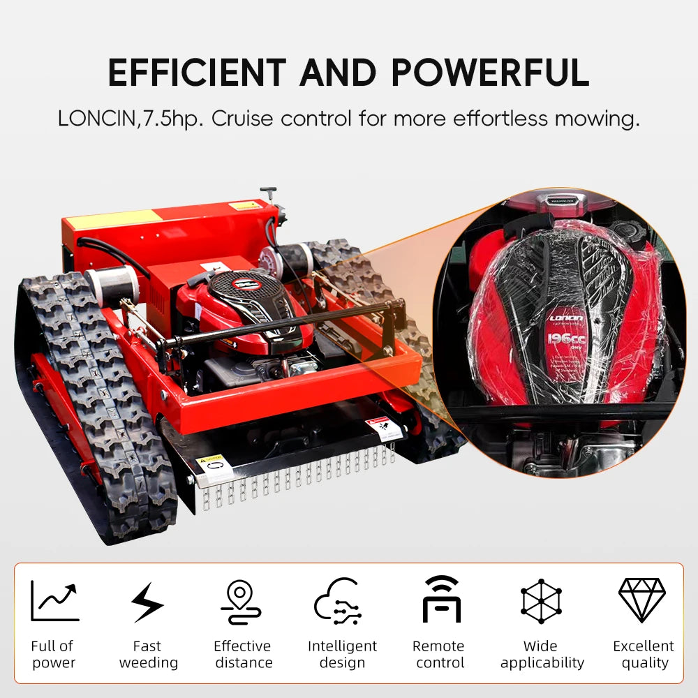 MMS 550mm Lawn Mower 196cc GAS Engine Electric Start Grass Cutting Machine Remote Controlled for Garden Lawns  Free Shipping