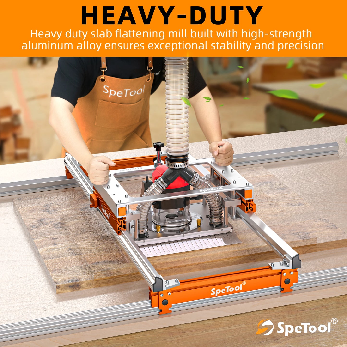 SpeTool Xpert Face Milling Device Free Height Adjustment 78X97cm Capacity Aluminium Alloy Plate Plan Mill with Dust Extraction