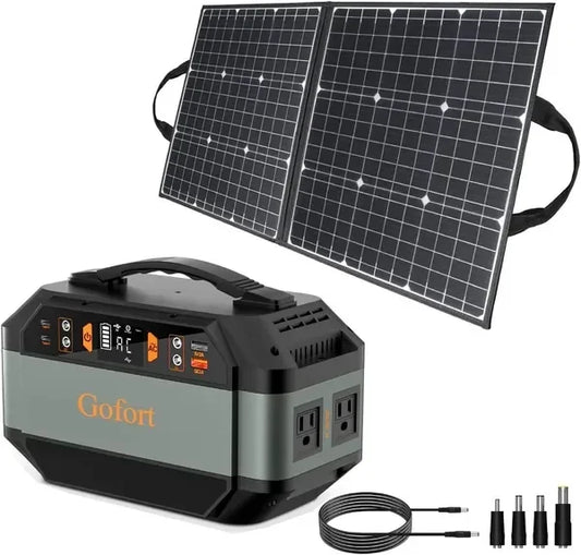 GOFORT 330W Portable Power Station; 299Wh Solar Generator Backup Power Compatible with 100W 18V