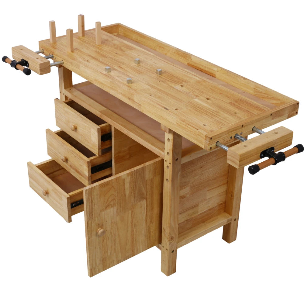 Wood Workbench - Wooden Workbench for Garage Workshop and Home, with Bar Clamps Set 12 inch x 4-3/4 inch Throat,Pack of 4