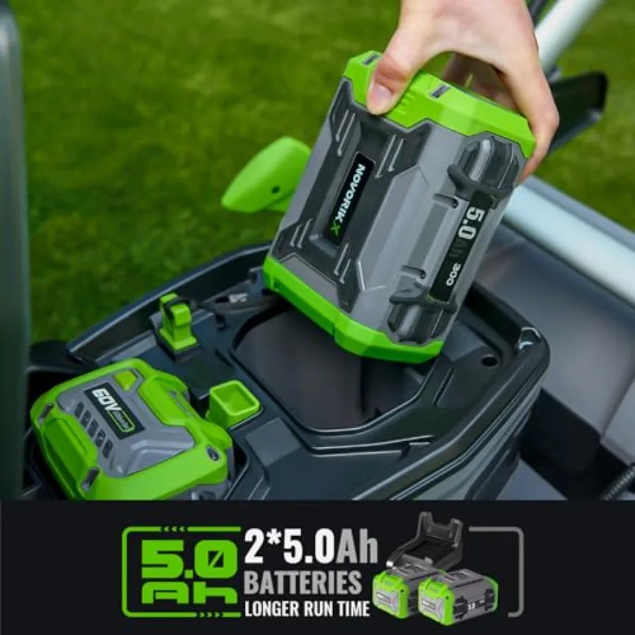 Electric Lawn Mower Self-Propelled Lawn Mower Cordless 60V 21 65 Min Long Runtime with 5.0Ah Battery Rapid Charger and LED Head