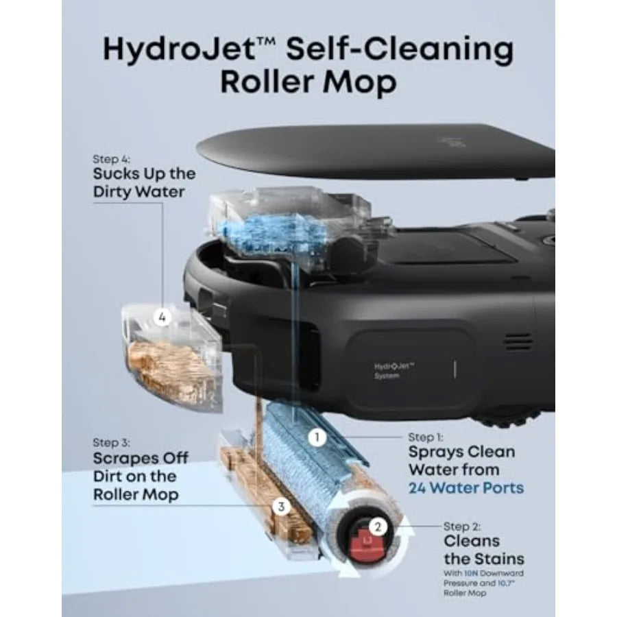 C28 Robot Vacuum and Mop Combo 15 000 Pa Suction Hardwood Tile Floor Cleaner with Zero-Tangle Pet Hair Design Auto Mop WashingD