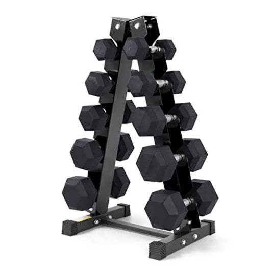 5-300LBS Rubber Encased Hex Dumbbell Sets with Optional Rack for Home Gym Coated Hand Weights for Strength Training Workouts