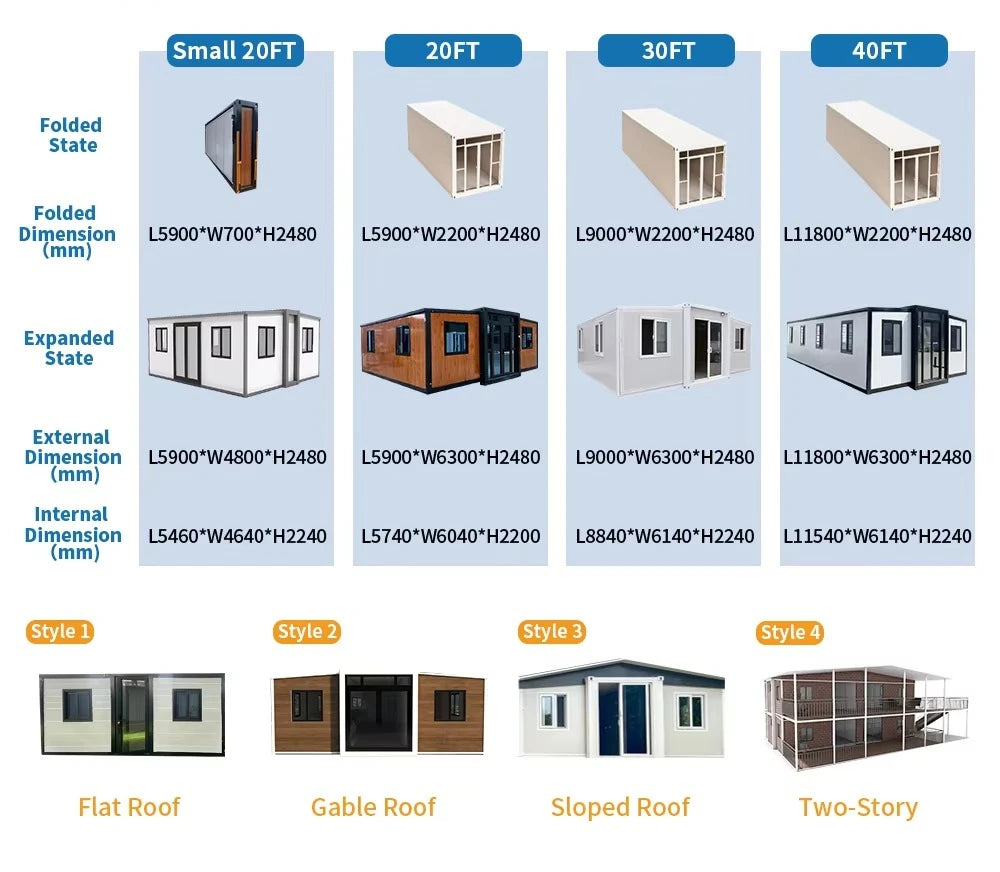 Custom 40ft Prefabricated Three-bedroom, Two-bathroom Container House Expandable House Cold-weather Insulated Micro-home