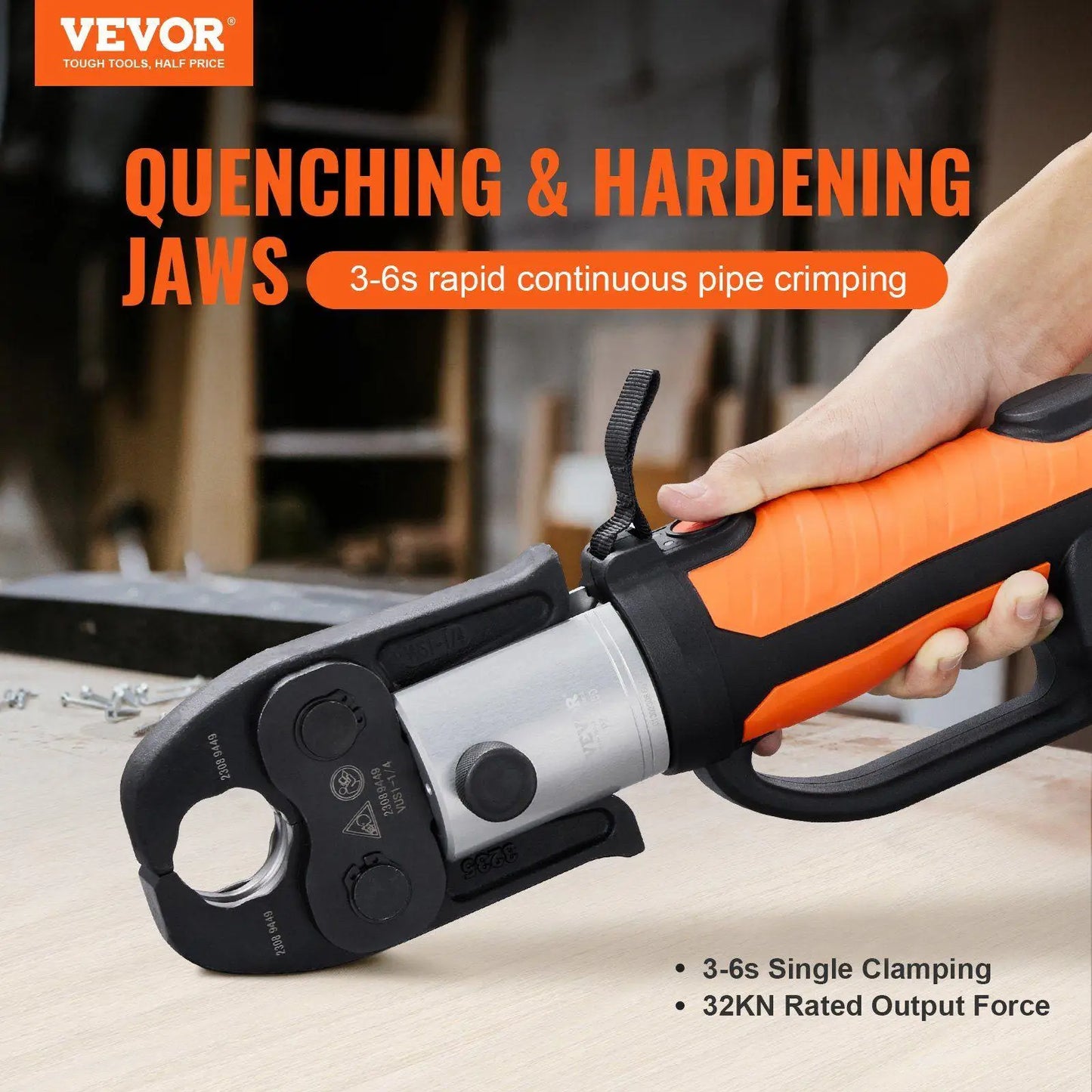 18V 4.0AH Pro Press Tool for 1/2"-2" Copper Tubing, 32KN Hydraulic Force with Fast Charger & Case