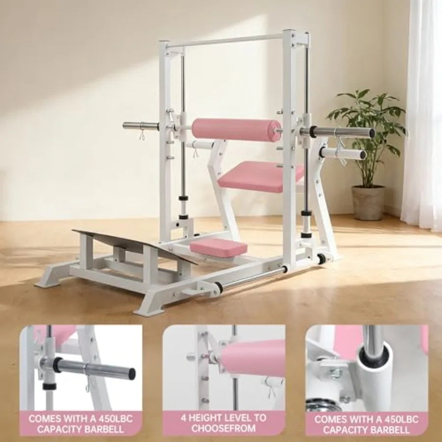 Hip Thrust Machine Home Gym Multi-Functional Smith Machine for Hip Thrust Glute Training Full Body Workout Power Rack with Guid
