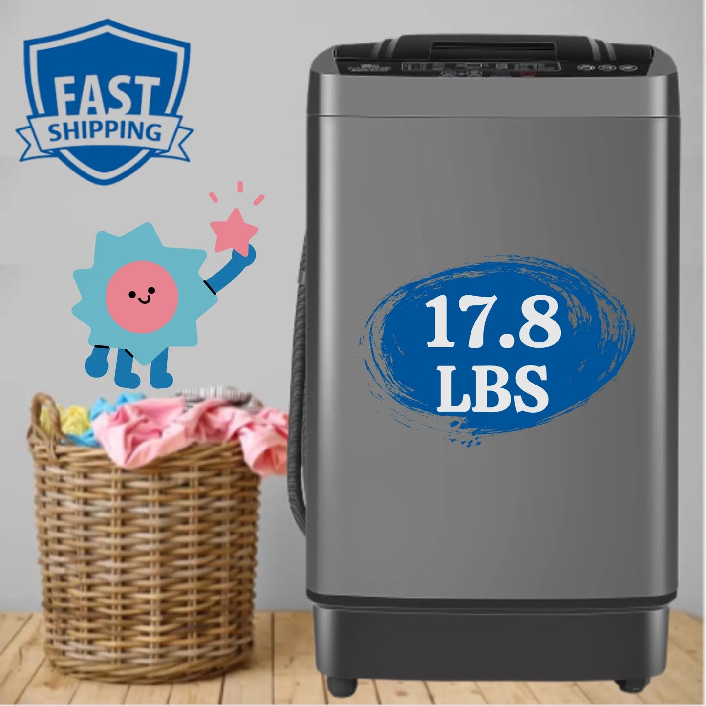 17.8Lbs Portable Washing Machine Laundry Washer+Dryer Combo for Home/Apartment