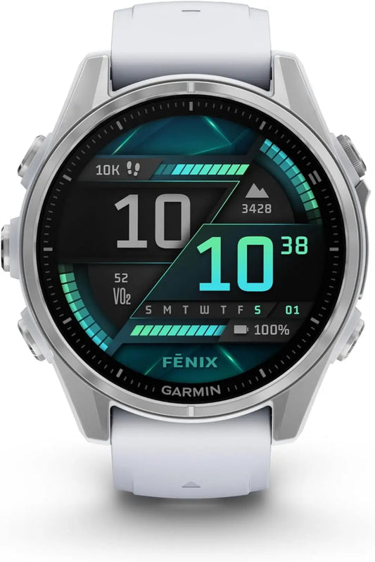 AMOLED GPS Smartwatch Silver Whitestone Band LED Flashlight Multisport Fitness Health Tracker Smart Watch for Men and Women