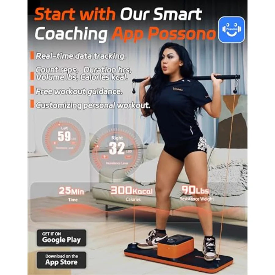 Smart Portable Home Gym Strength Training Workout Cable Machine All in One Fitness Equipment for Home or Travel 220LBS Resistan