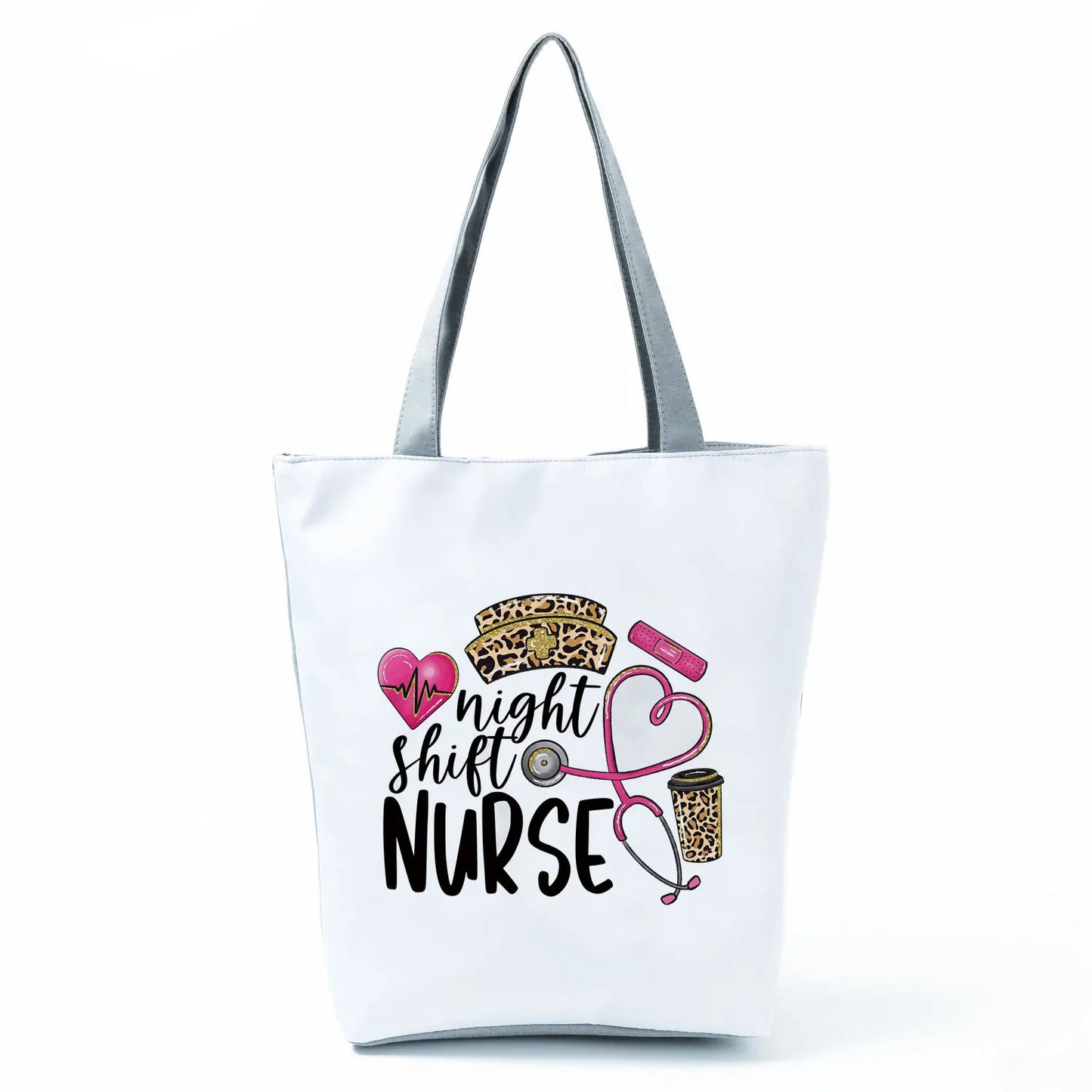 Nurse Printed Handbags Cartoon Fashion Tote High Capacity Eco Friendly Shopping Bag Doctors Portable Bag Women Shoulder Bag
