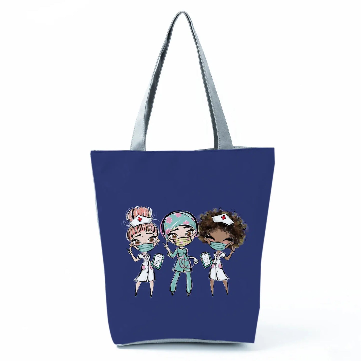 Nurse Printed Handbags Cartoon Fashion Tote High Capacity Eco Friendly Shopping Bag Doctors Portable Bag Women Shoulder Bag