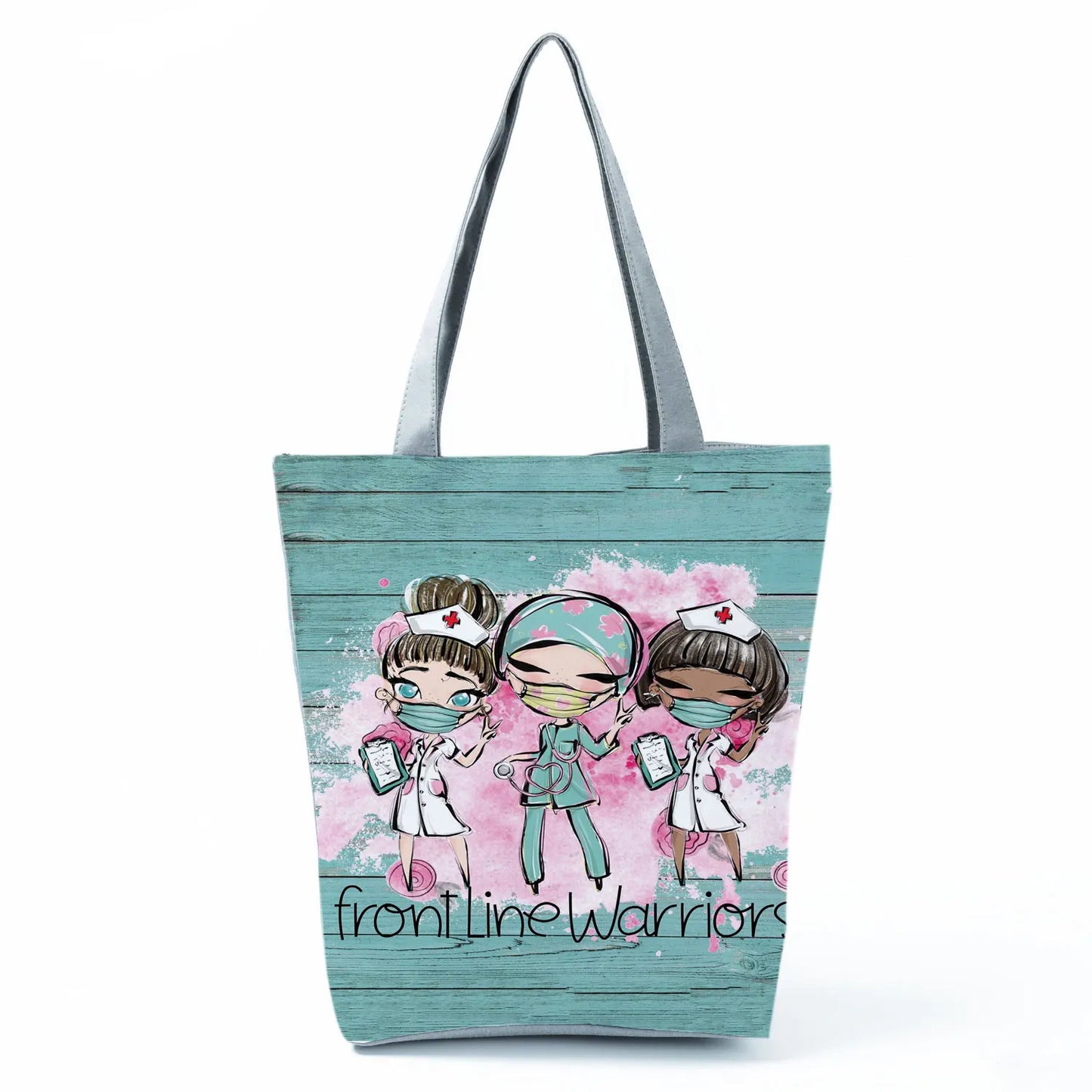 Nurse Printed Handbags Cartoon Fashion Tote High Capacity Eco Friendly Shopping Bag Doctors Portable Bag Women Shoulder Bag